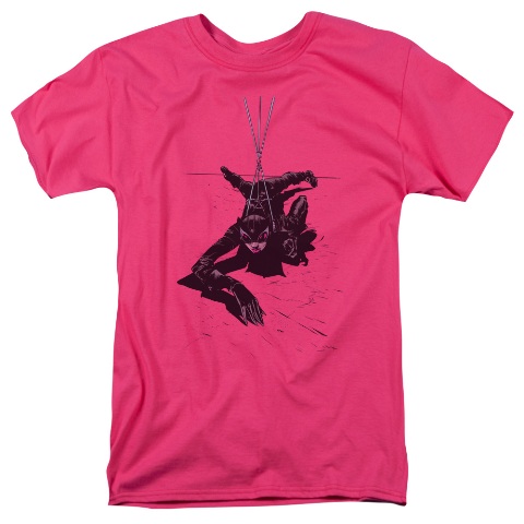 Batman-Catwoman Rope - Short Sleeve Adult 18-1 Tee - Hot Pink- Medium