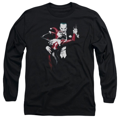 Batman-Harley And Joker - Long Sleeve Adult 18-1 Tee - Black- Medium