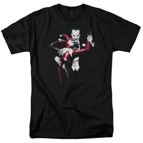 Batman-Harley And Joker - Short Sleeve Adult 18-1 Tee - Black- Medium