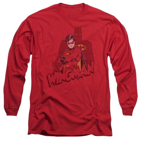 Batman-Wingman - Long Sleeve Adult 18-1 Tee - Red- 2X