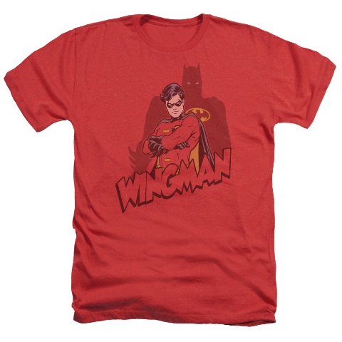 Batman-Wingman - Adult Heather Tee - Red- Medium
