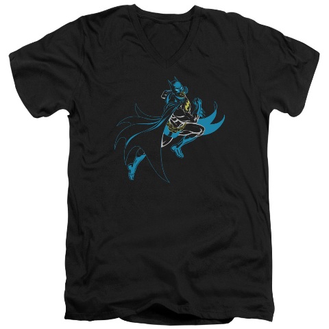 Batman-Neon Batman - Short Sleeve Adult 30-1 Tee - Black- Medium
