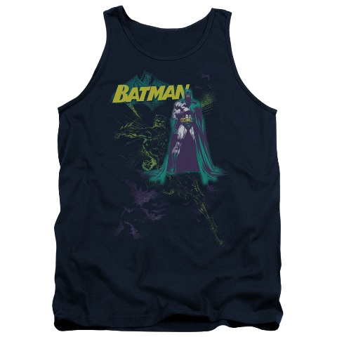 Batman-Bat Spray - Adult Tank Top - Navy- Extra Large