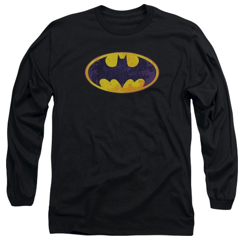 Batman-Bm Neon Distress Logo - Long Sleeve Adult 18-1 Tee - Black- 2X -  Trevco, BM2026-AL-5