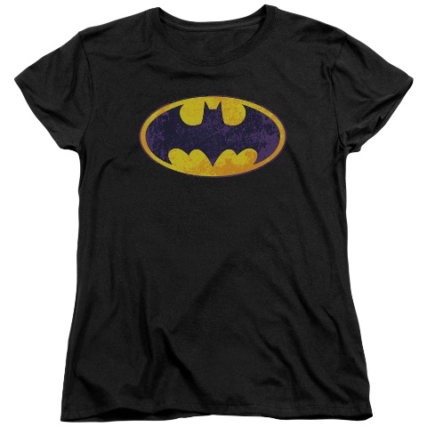 Batman-Bm Neon Distress Logo - Short Sleeve Womens Tee - Black- 2X -  Trevco, BM2026-WT-5