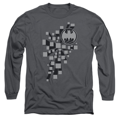 Batman-Gotham 3D - Long Sleeve Adult 18-1 Tee - Charcoal- Large