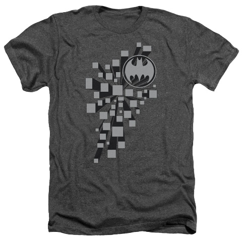 Batman-Gotham 3D - Adult Heather Tee - Charcoal- Extra Large