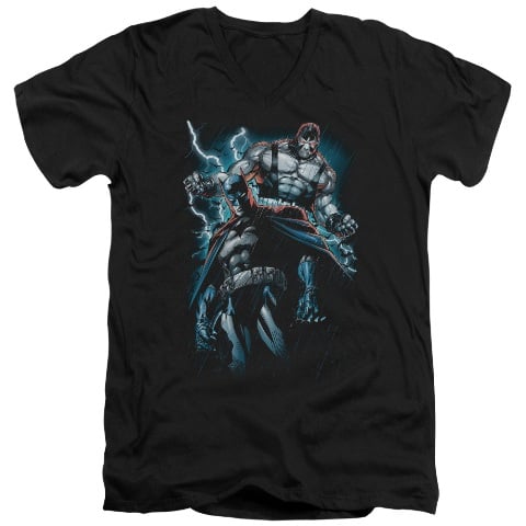 Batman-Evil Rising - Short Sleeve Adult 30-1 Tee - Black- Large