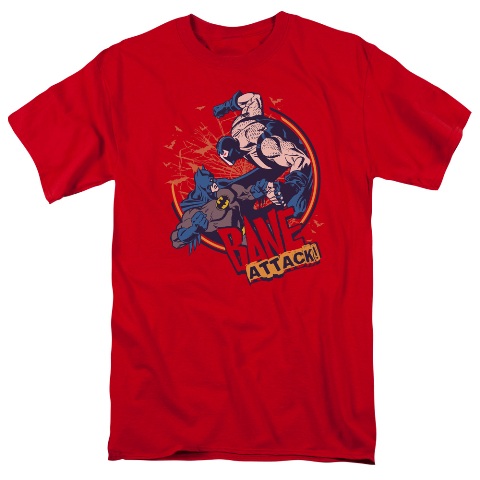 Batman-Bane Attack - Short Sleeve Adult 18-1 Tee - Red- Small
