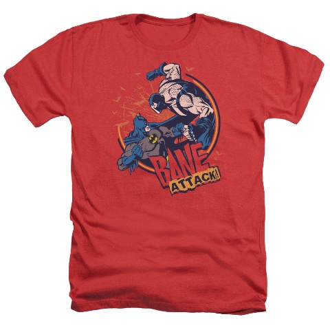 Batman-Bane Attack - Adult Heather Tee - Red- Extra Large