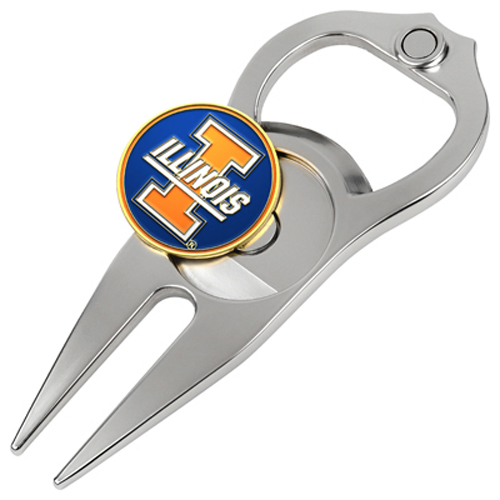 Picture of Hat Trick Openers 6 In 1 Golf Divot Tool - Illinois Fighting Illini