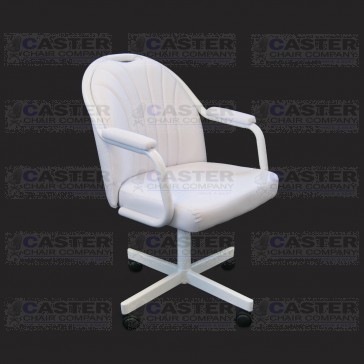 Caster Chair Company 24 in. C190 Empire Casual Rolling Caster Dining Chair With Upholstered Arms And White Polyurethane