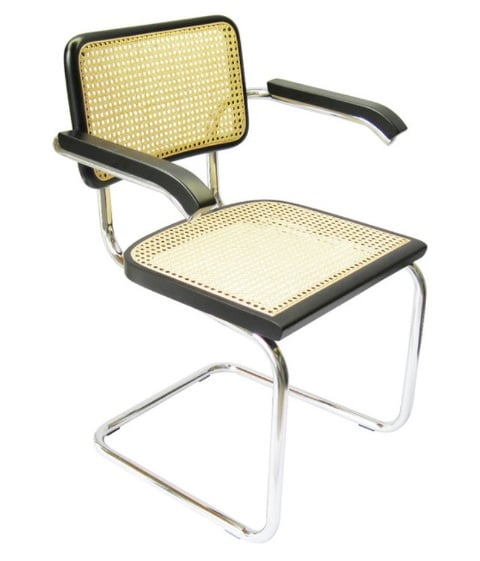21 in. Cesca Cane Arm Chair - Chrome & Black