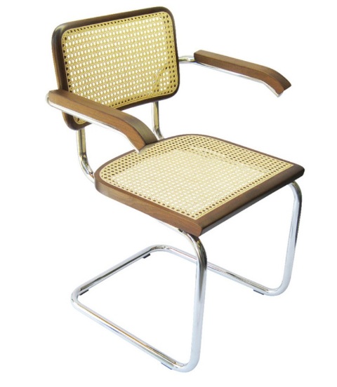 21 in. Cesca Cane Arm Chair - Chrome & Walnut