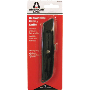 Picture of American Safety Razor 66-0437 Metal Retractable Utility Knife - Black