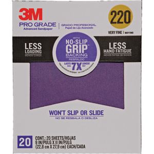 Picture of 3M 26220CP-P-G 9 x 11 in. 220 Grit Pro Grade No Slip Grip Sandpaper- 20 Pack