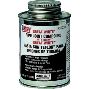 Pipe Thread Sealant 4 fl oz, Brush-Top Can, Great White Pipe Joint Compound, White, Liquid