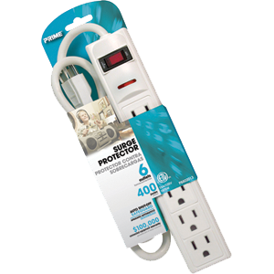 PB802013 6 Outlet, 400 Jule Surge Protector, Straight Plug 10 in. Cord