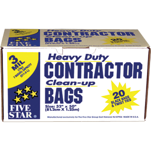 31930700 3 Mil 7 Bushel Black Contractor Bags 20 Count