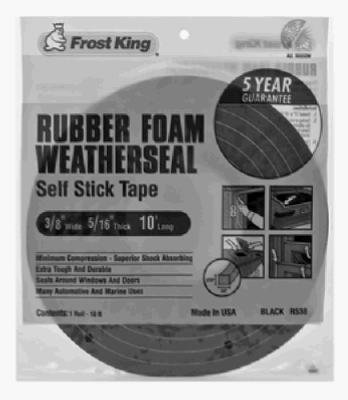 Spnge Rubber Foam Tape, 3/8Inx10 ft, 8 mil, Insert Color: Black