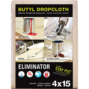Eliminator Leakproof/Slip Resistant Drop Cloth, 4ftLx15ftW