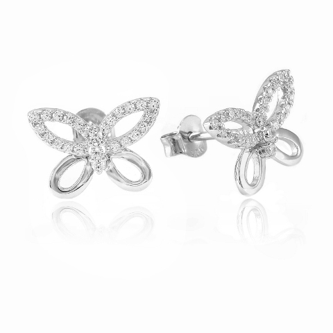 Picture of Little Sparkles Butterfly Earrings - White Gold Sterling Silver 925