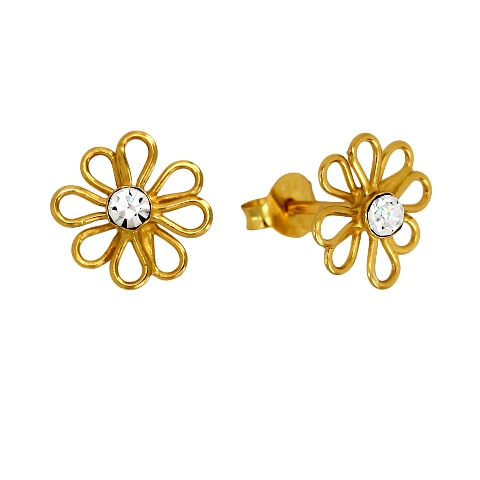 Little Flower Earrings - Yellow Gold Sterling Silver 925