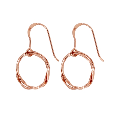 Picture of Little Sparkles Double Twisted Circle Earrings - Rose Over Sterling Silver 925