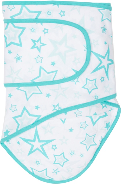 Picture of Miracle Blanket 15649 Aqua Stars With Aqua Trim Baby Swaddle Blanket