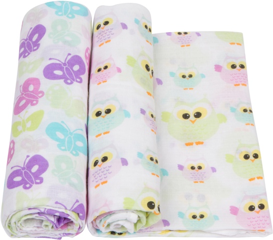 Picture of MiracleWare 3646 Owls Muslin Swaddle- 2 Pack