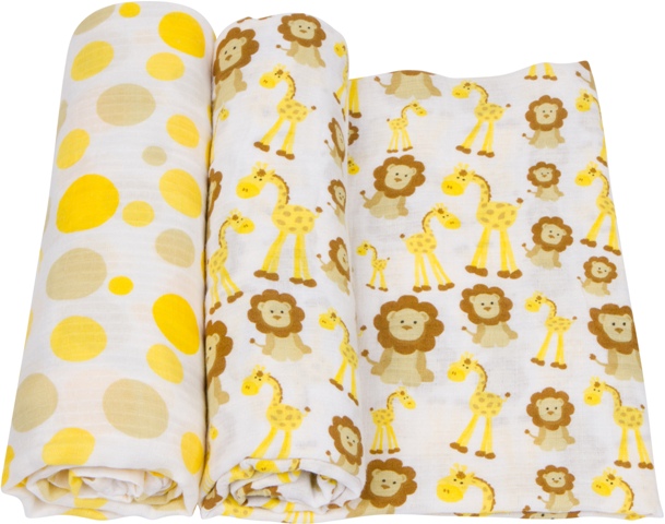 Picture of MiracleWare 3943 Giraffes & Lions Muslin Swaddle&#44; 2 Pack
