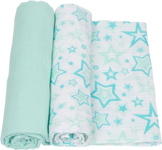 Picture of MiracleWare 4049 Aqua Stars Muslin Swaddle&#44; 2 Pack