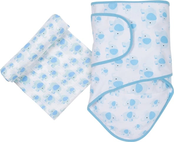 Picture of MiracleWare 4247 Elephant Blanket & Muslin Swaddle Set