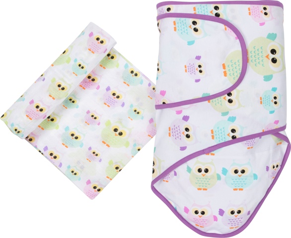 Picture of MiracleWare 4643 Owls Blanket & Muslin Swaddle Set