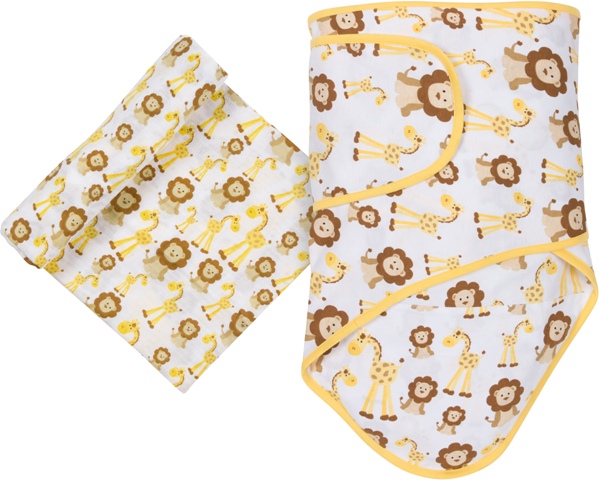 Picture of MiracleWare 4940 Giraffes & Lions Blanket & Muslin Swaddle Set