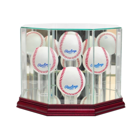 Picture of Perfect Cases 4BSB-C Octagon 4 Baseball Display Case- Cherry
