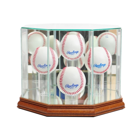Picture of Perfect Cases 4BSB-W Octagon 4 Baseball Display Case- Walnut