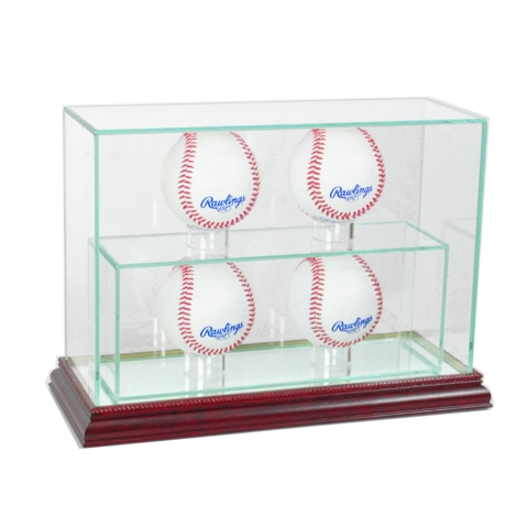 Picture of Perfect Cases 4UPBSB-C 4 Upright Baseball Display Case- Cherry