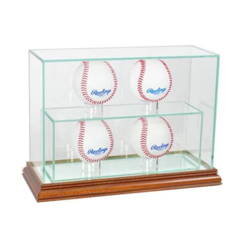 Picture of Perfect Cases 4UPBSB-W 4 Upright Baseball Display Case- Walnut