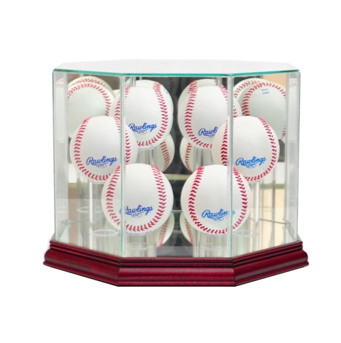 Picture of Perfect Cases 6BSB-C Octagon 6 Baseball Display Case- Cherry
