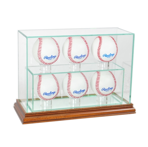 Picture of Perfect Cases 6UPBSB-W 6 Upright Baseball Display Case- Walnut