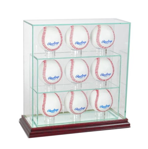 Picture of Perfect Cases 9UPBSB-C 9 Upright Baseball Display Case- Cherry