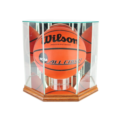 Picture of Perfect Cases BBO-W Octagon Basketball Display Case- Walnut