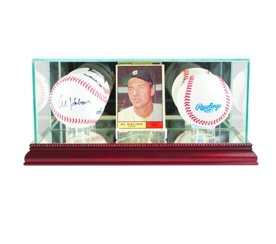 Picture of Perfect Cases CRDDB-C Card and Double Baseball Display Case- Cherry