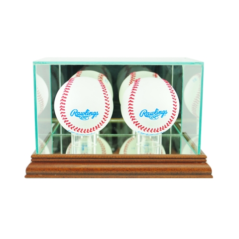 Picture of Perfect Cases DBBSB-W Double Baseball Display Case- Walnut