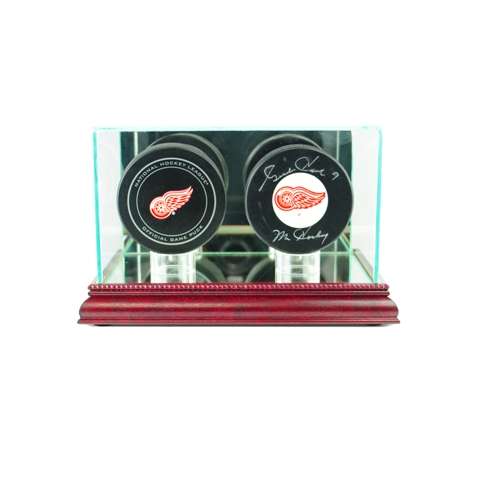 Picture of Perfect Cases DBPK-C Double Hockey Puck Display Case- Cherry