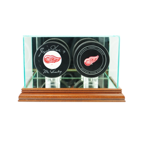 Picture of Perfect Cases DBPK-W Double Hockey Puck Display Case- Walnut