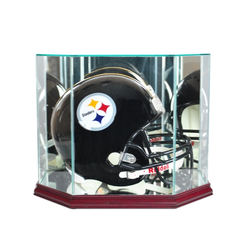 Octagon Full Size Football Helmet Display Case, Cherry