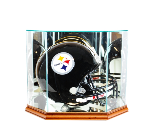 FBHO-W Octagon Full Size Football Helmet Display Case- Walnut