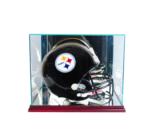 Rectangle Football Helmet Display Case- Cherry
